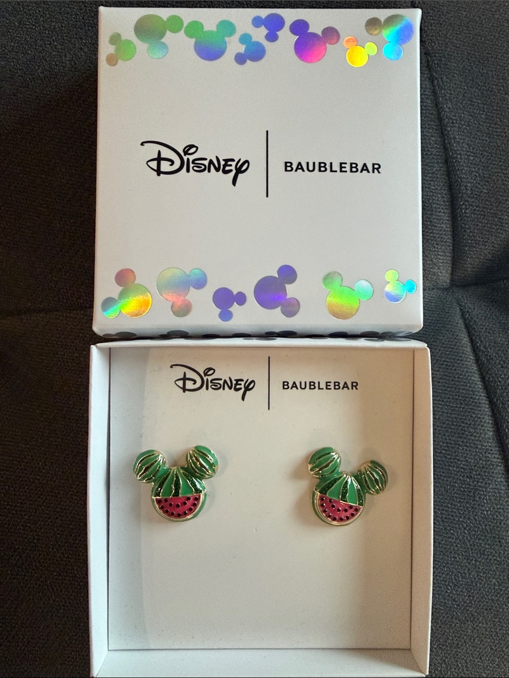 Disney x BaubleBar Green Watermelon Mickey Stud Earrings